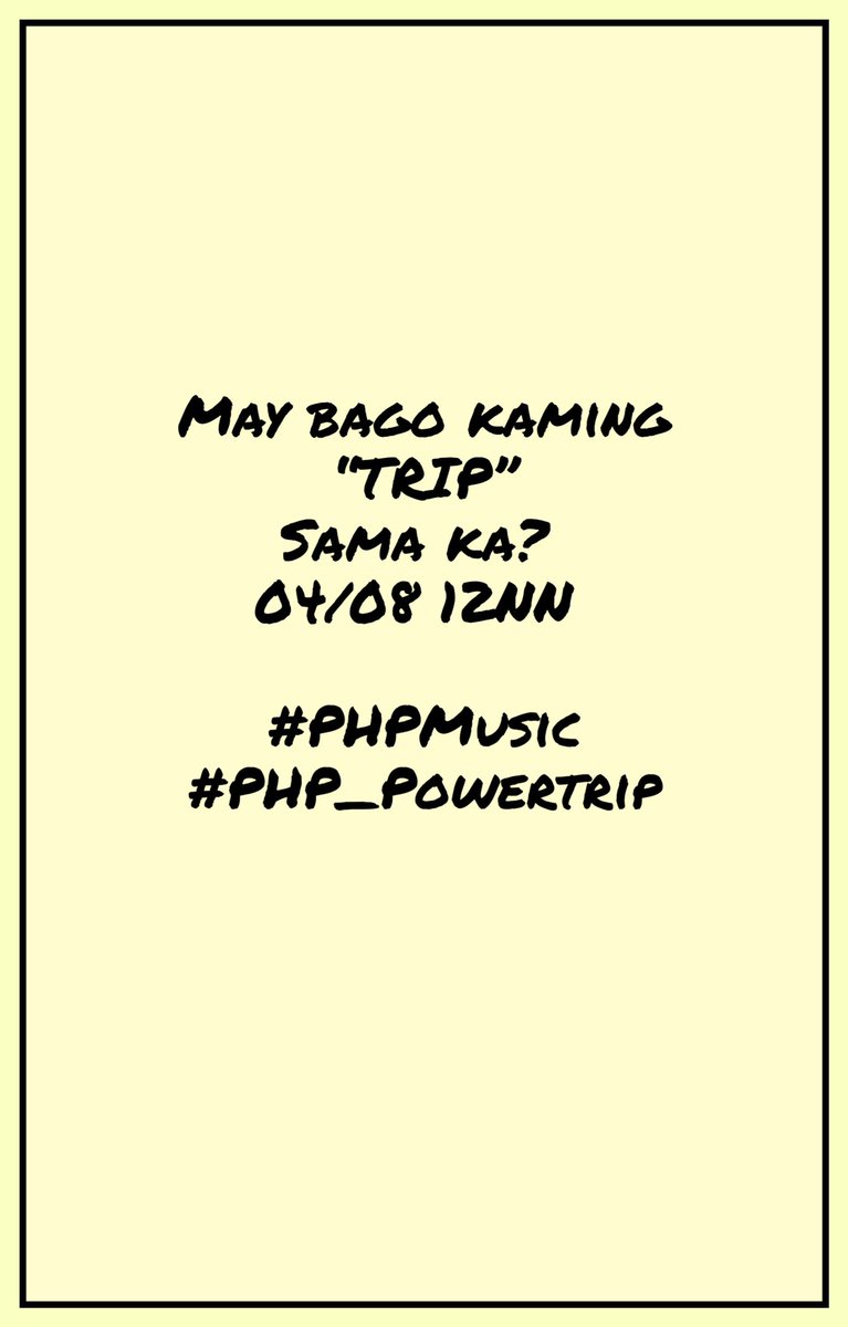 PressHitPlay's tweet image. May bago kaming “TRIP”
Sama ka? 

04/08 12NN 
#PHPMusic
#PHP_Powertrip