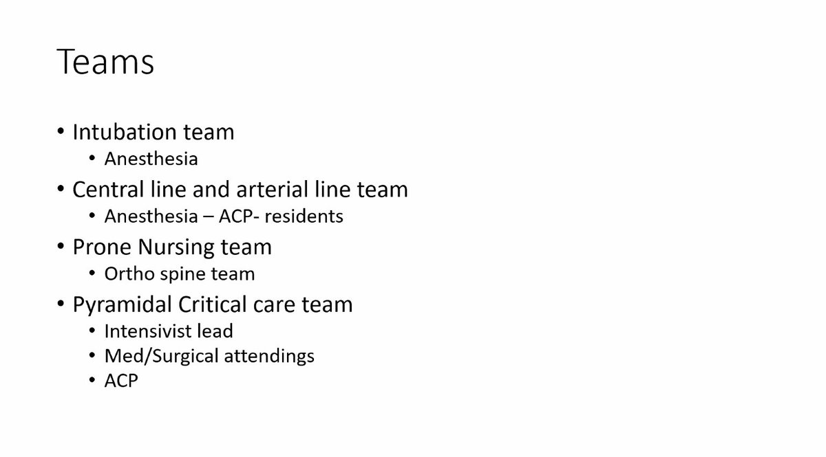 /15 Dr. Nirav Patel from New York:  #COVID19  @ISMICS webinarHow to organize your team: - intubation team - procedure team - proning team - pyramidal critical care team