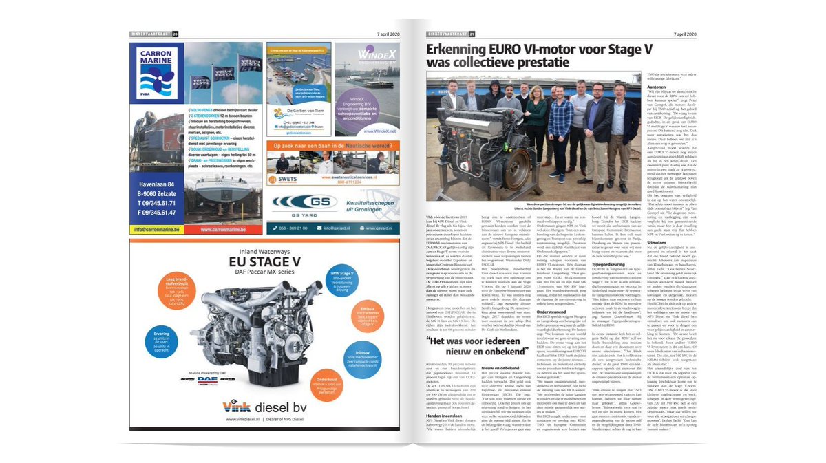 Goed artikel in de Binnenvaartkrant biedt kijkje achter de schermen van de totstandkoming van erkenning EURO VI-motoren in de binnenvaart. Samenwerking heeft geleid tot mooie resultaten! Lees het artikel via lnkd.in/duPp4aG #binnenvaart #innovatie