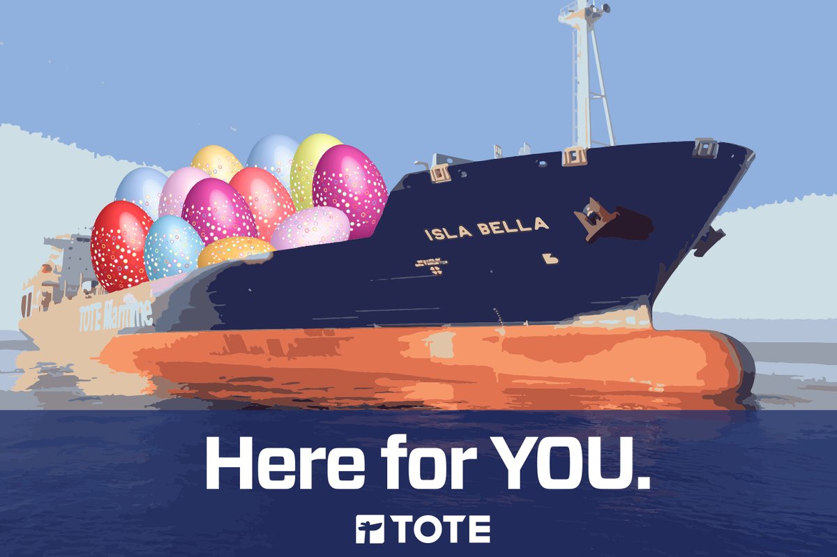 TOTE_Maritime's tweet photo. #TOTE continues its essential twice-weekly service to Alaska and Puerto Rico

Our thoughts and prayers are with each of you as we navigate through these changing times. 
#serve #maritime #holyweek https://t.co/etmruCGWGu