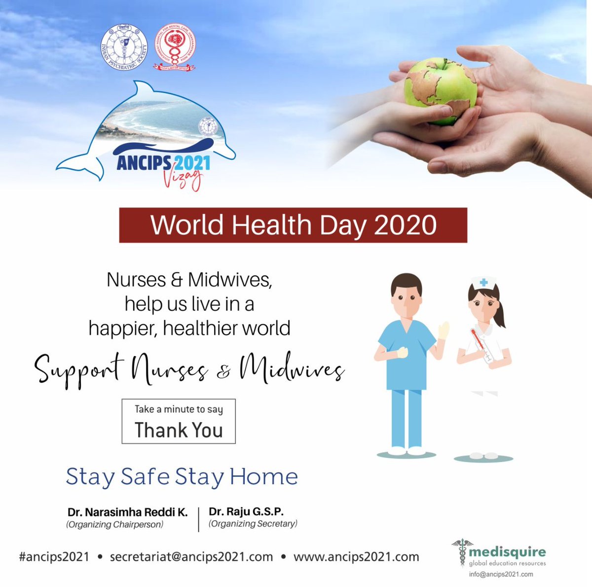 ancips2021's tweet photo. #Ancips2021 wishes you all World Health Day 
Let's #SupportNursesandMidwives around the world together
#GlobalConference #Psychiatry #Healthcare #Mentalhealth #wellness #Healtheducation  #Healthconference #BridgingmindConnectingGeneration #SupportNursesandMidwives #WorldHealthDay https://t.co/gvJRkLjkth