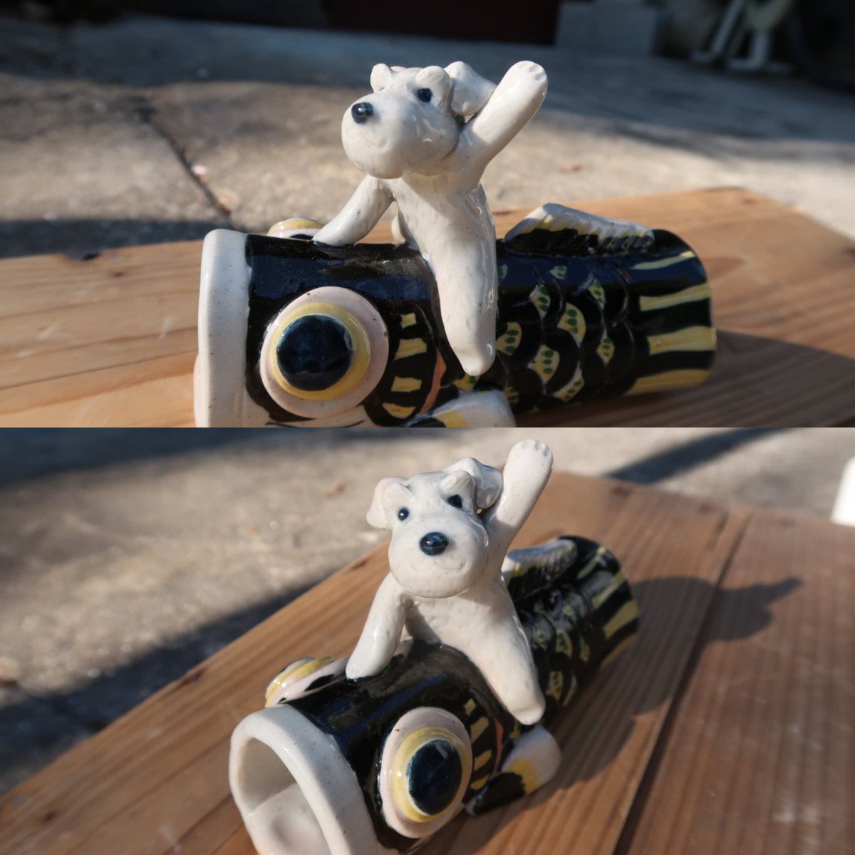 陶芸 明正窯 Meiseigama En Twitter 白シュナ鯉のぼり 白シュナバージョン作ってみた 1つしか作らなかったけどもう少し作っといたらよかったなー 白シュナ シュナウザー 鯉のぼり 陶芸 犬 Ceramics 大阪 八尾 明正窯