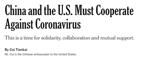 statedeptspox_a's tweet photo. The U.S. welcomes China’s call to combat the #COVID19 pandemic together. We urge Beijing to share all virus data, let intl teams investigate how the outbreak began in China, &amp; allow citizens free speech. True cooperation requires transparency &amp; real actions, not just rhetoric. https://t.co/zCeyJQwReZ