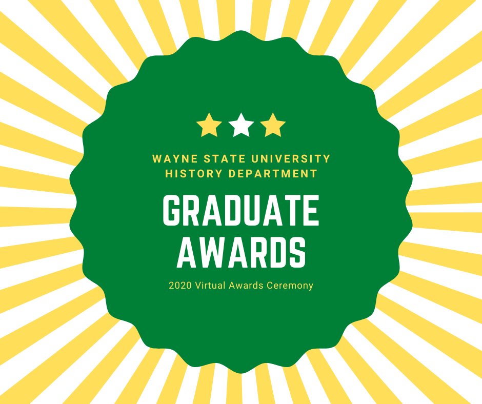 This year the annual awards ceremony corresponds w/  #graduatestudentappreciationweek, which is a great opportunity to recognize the hard work & accomplishments of our students at the MA and PhD levels!  @WaynestateHGSA  @WayneGradSchool  @WayneStateCLAS  #wsucommunity  @SteffiHartwell