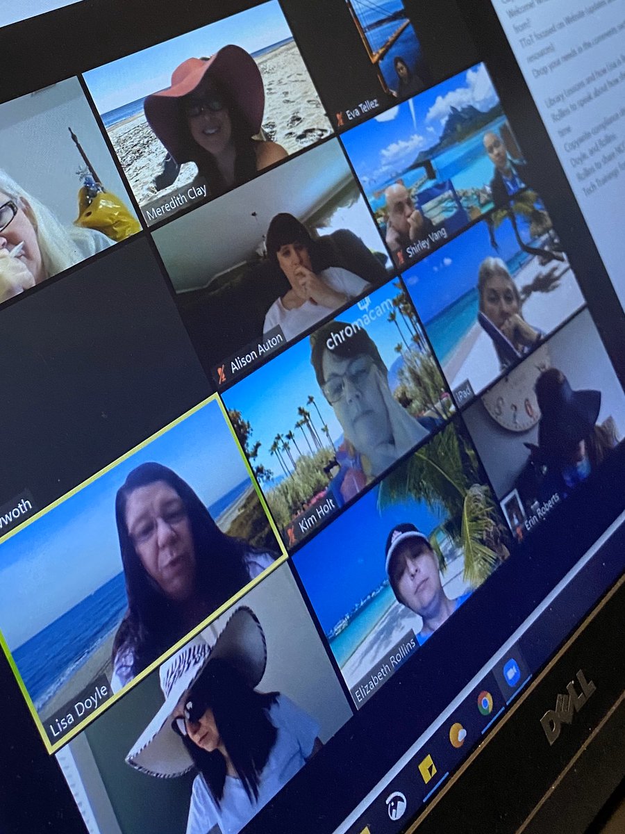 mrsmeredithclay's tweet photo. Taking our Tech Tidbits on Tuesday to the Tropics with our @Southwest_HPS family! 😎🌴 #virtualfieldtrip #staffbonding #techsupport #remotelearning #hickoryschools #movingforwardwithwhy @erindroberts @lioncublibrary @Holt_ki @southwestprek @zoom_us https://t.co/6fgl8WAWKX