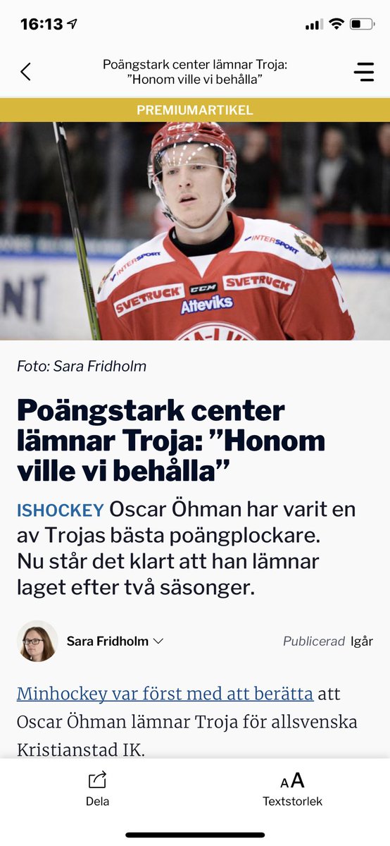 Tack <a href="/oscar_ohman/">Oscar Öhman</a> 🙏🏻 Bra kille även utanför isen ☝🏻 Lika viktigt som poängen 👌🏻 #trojaljungby