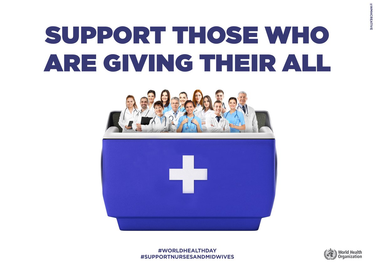 Support those who are giving their all
<a href="/OneMinuteBriefs/">One Minute Briefs ⏱️</a> <a href="/WHO/">World Health Organization (WHO)</a> <a href="/UN/">United Nations</a> <a href="/ICNurses/">ICN - International Council of Nurses</a> <a href="/NursingNow2020/">Nursing Now Challenge</a> @World_Midwives <a href="/UNFPA/">UNFPA</a>
#Covid19 #WorldHealthDay #SupportNursesAndMidwives #donor