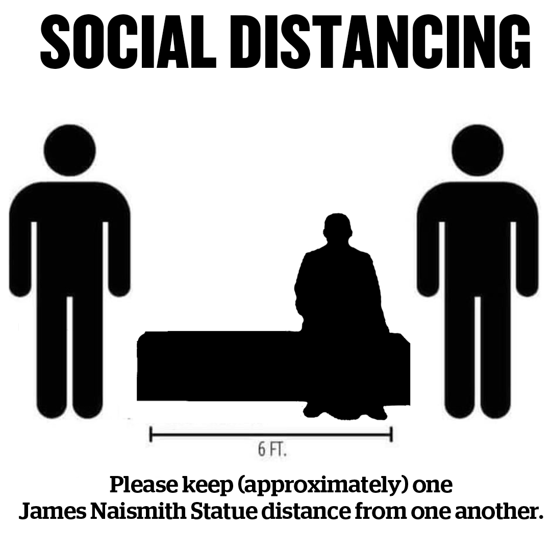 SpfldCollege's tweet photo. How to socially distance, the #SpringfieldCollege way. #BirthplaceofBasketball https://t.co/XoFZc0AiNX