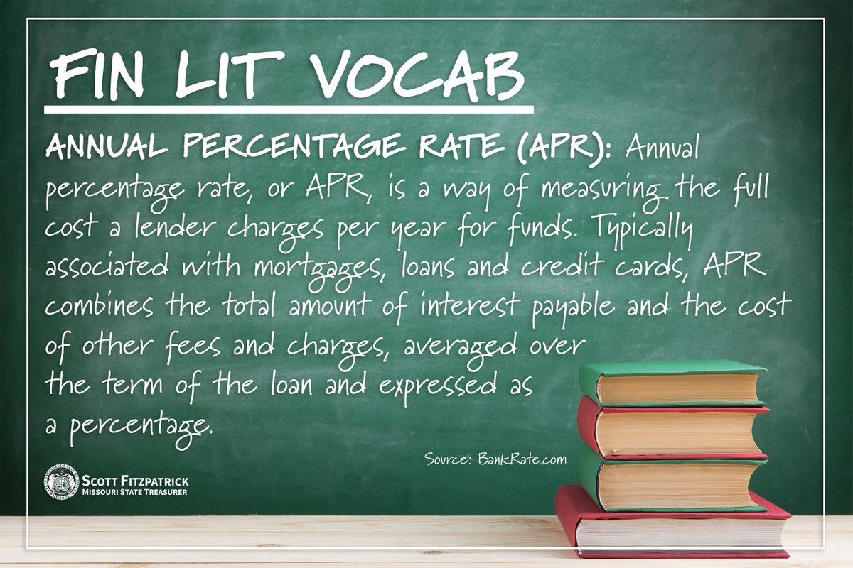MOTreasurer's tweet photo. VOCAB LESSON: If you find the acronyms and terms in credit card advertisements confusing, you’re not alone. Below, you’ll find some helpful definitions ⬇️ ⬇️ ⬇️ #FinancialLiteracyMonth https://t.co/ZDw3Wb5Os4