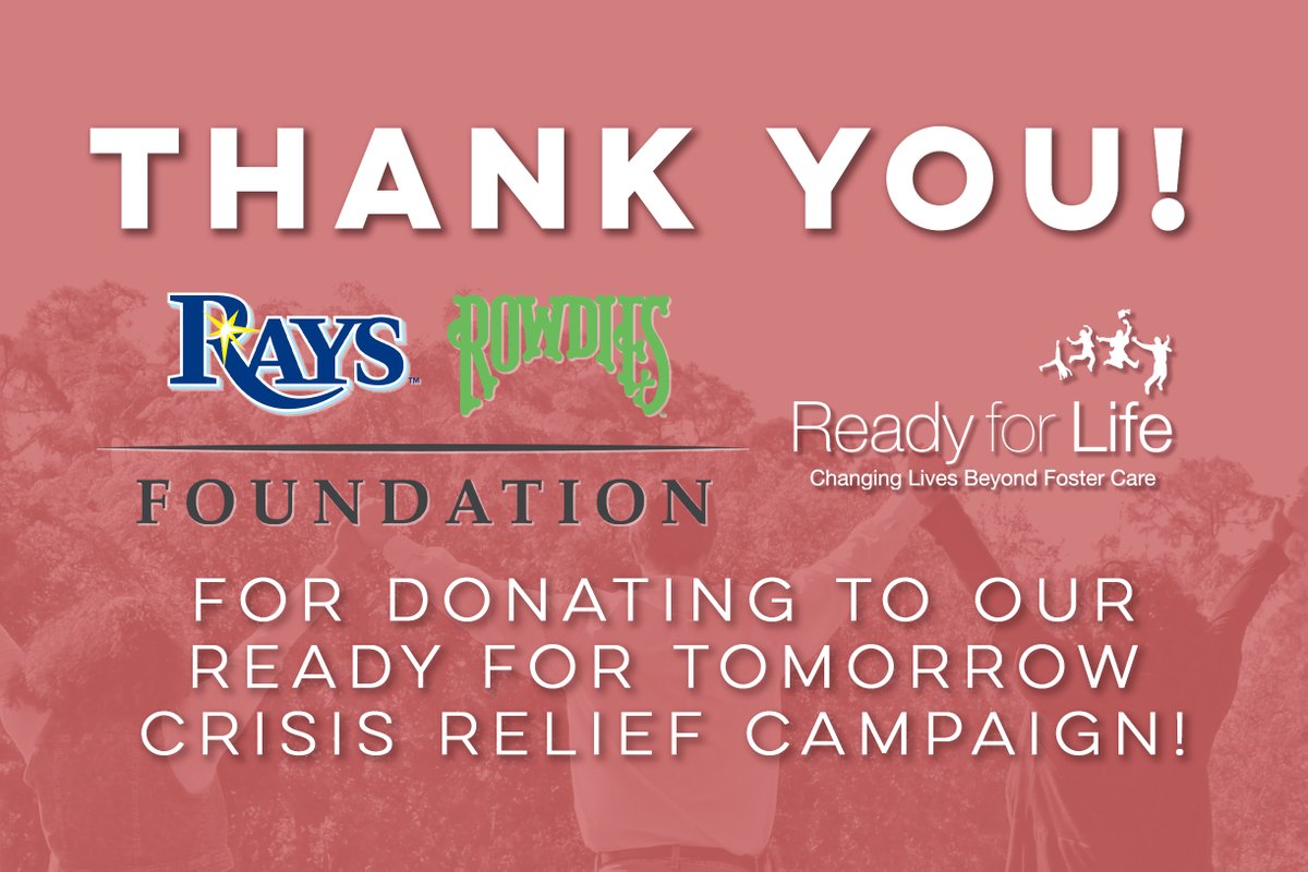 Thank you to <a href="/RaysCommunity/">Rays Community</a> <a href="/RaysBaseball/">Tampa Bay Rays</a> for donating $5,000 to our Ready for Tomorrow Crisis Relief Campaign!! #RaysUp

Our campaign has now raised over $29,100! To learn more and donate, please visit readyforlifepinellas.org/readyfortomorr…
