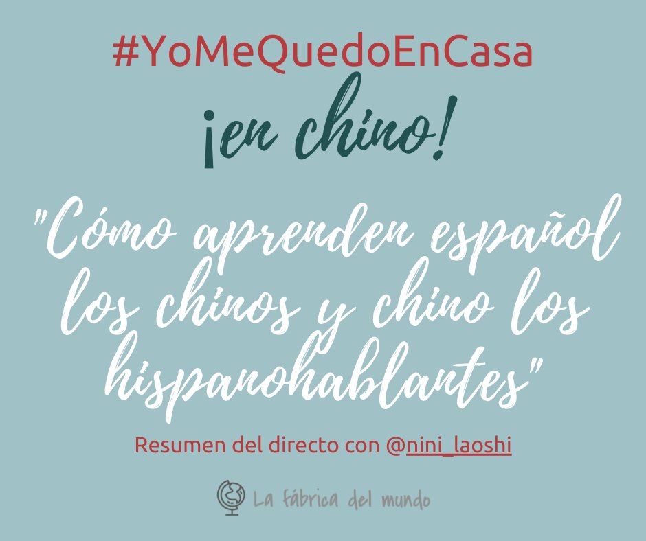 LFDM_chino's tweet photo. Hace unos días hice un directo con Nini laoshi. Como ella es profesora de chino en España y yo soy profesora de español en China, comparamos distintos aspectos del aprendizaje de estos idiomas. Echa un vistazo al resumen del directo en Facebook o Instagram (lafabricadelmundo) 😄 https://t.co/n6zDy9lmgk