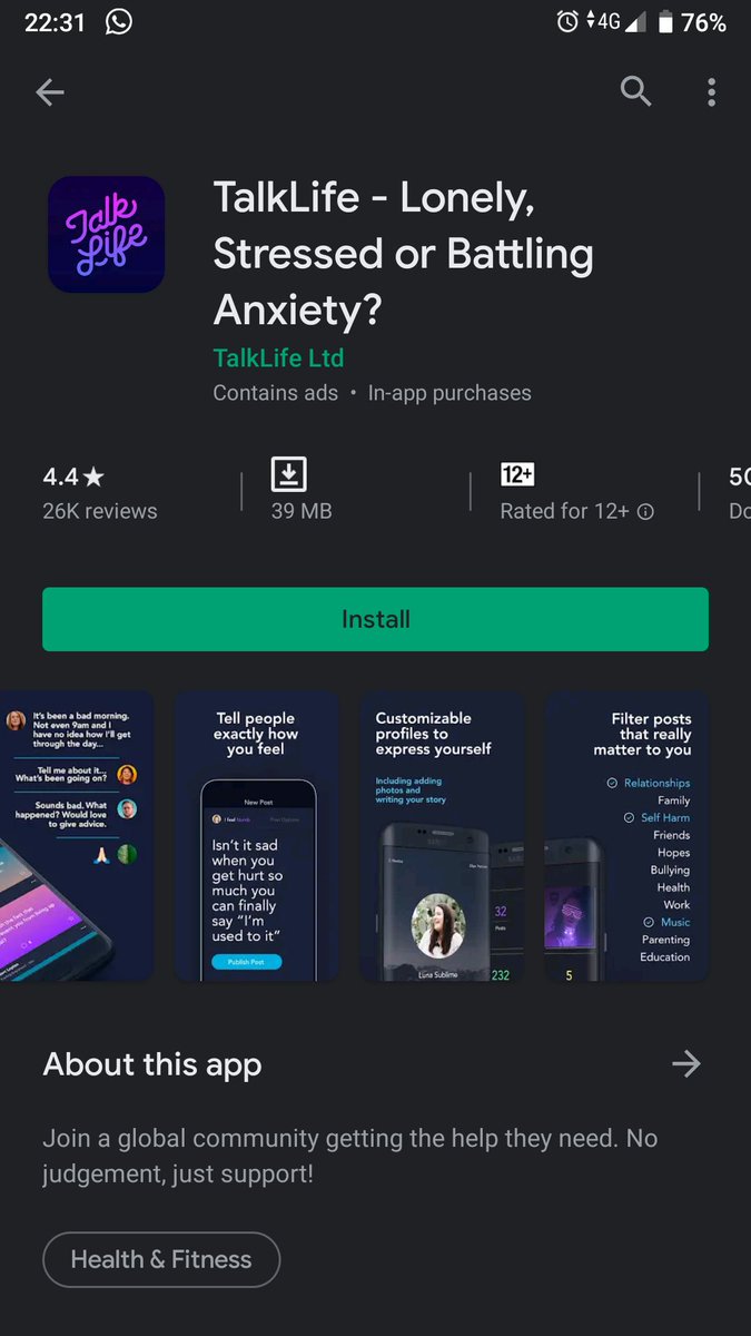 5. TalkLifeApps ni sangat membantu kalau korang bebetul takde tempat nak pergi nak mengadu. Tapi mostly English lah. Ni kalau orang biasa yang takde PDD, MDD, anxiety boleh luah kat situ. Ramai gila insan berhati baik subi bagi kata semangat kat korang. Boleh buat diari juga 