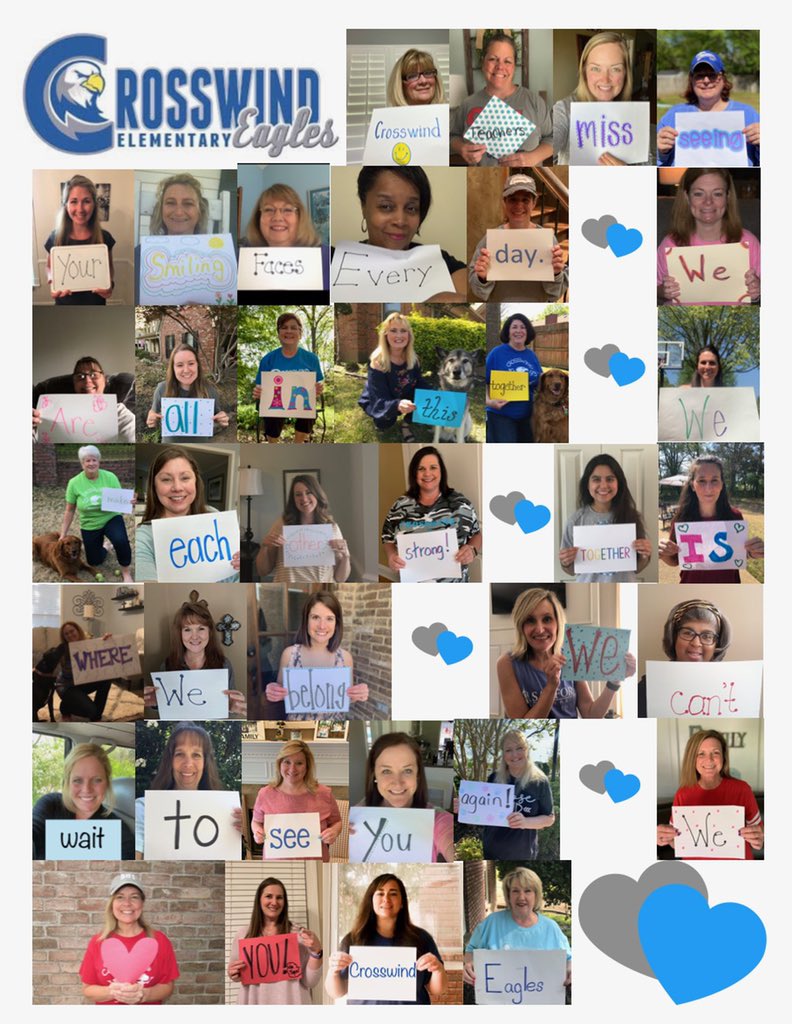 lmorris_kinder's tweet photo. We love and miss all of our precious students! I feel lucky to be a Crosswind Eagle! 🦅💙 @crosswindeagles https://t.co/tJwJjUiupK