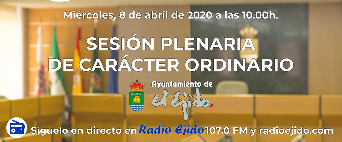 #DIRECTO Este miércoles a partir de las 10.00 horas emitiremos en directo el Pleno Ordinario de la corporación municipal. Puedes escucharlo en el 107.0 FM y en radioejido.com
