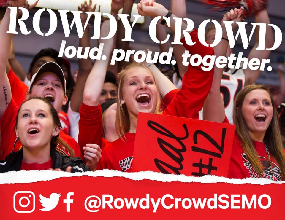 RowdyCrowdSEMO's tweet photo. LOUD. PROUD. TOGETHER. We are looking for THE BEST to lead the Rowdy Crowd for 2020-21. If you think that can be you send us a message. We would love to talk! #LetsSoar https://t.co/FQ9x0UFvZH
