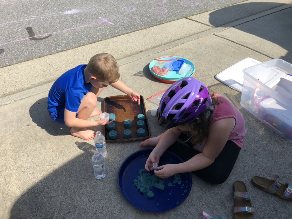 bigshowsmith's tweet image. Snuck a quick picture this morning of what really matters during this time....C + C making moon-sand cakes in between bike riding.. we’ll all have memories of this time, make sure you make them good! #SchoolBreak #WorkWillAlwaysBeThere #MakeGoodMemories #NoBadDays #SGN