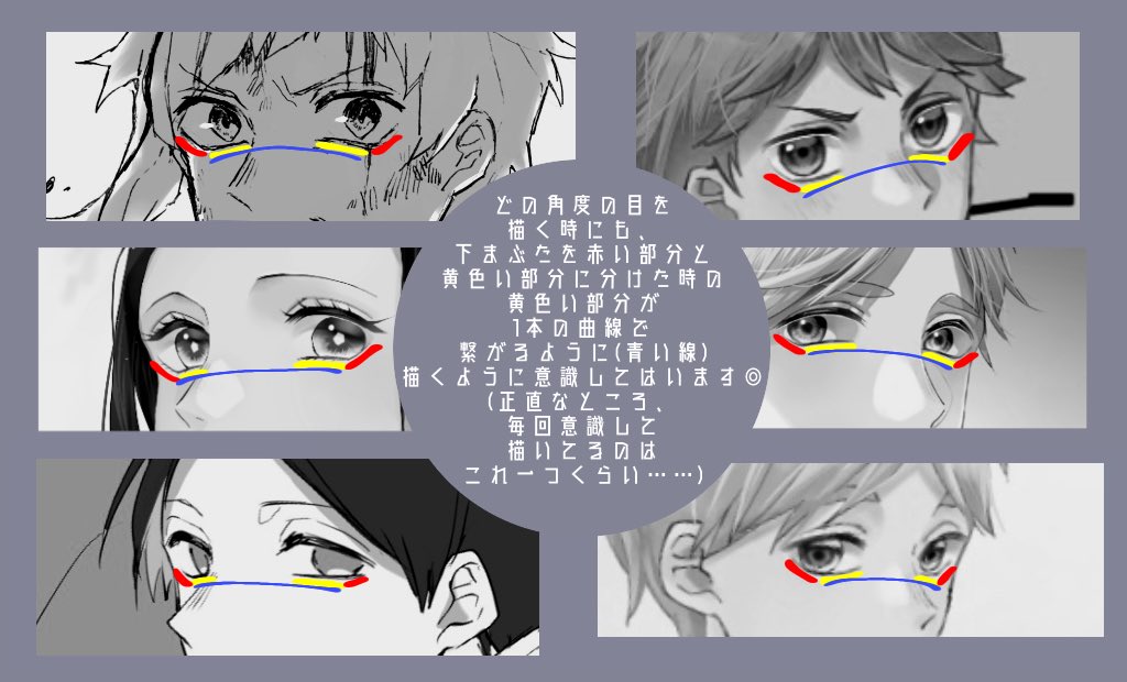 # 私の絵でどうやって描いてるか知りたいところありますか

角度をつけた目の描き方、気をつけていること

⚠︎一応軽く説明してはいますが、私ですら毎回この通りに描いている訳ではないのでご参考程度に見ていただけると嬉しいです!🙇🏽 
