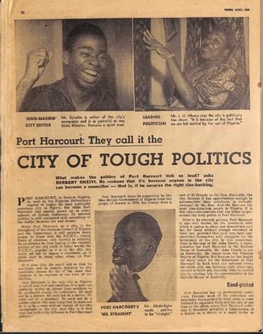 Port Harcourt politics.DRUM magazine. April 1961.