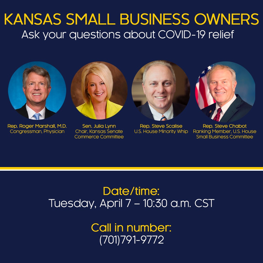Please join me today at 10:30 am with Congressmen Marshall, Scalise, and Chabot to discuss COVID-19 relief for small businesses.