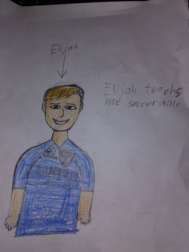 Ehren's hero/helper is his big brother, Elijah, who teaches him soccer skills.  Here is his portrait of Elijah in his soccer jersey.  Heroes/ helpers are all around us! 🎨 <a href="/pennmanor/">Penn Manor SD</a>  <a href="/PequeaElem/">Pequea Elementary</a>
