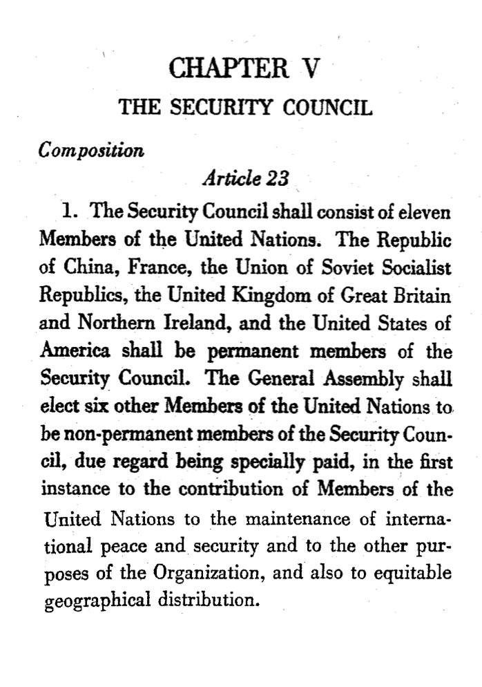 I aim to understand the E10 and focus on one in particular: The UN Charter  wanted elected states (at the time only 6) to be chosen for geographical representation and ability to contribute to peace/security & council mandate.  #WIISTOTC