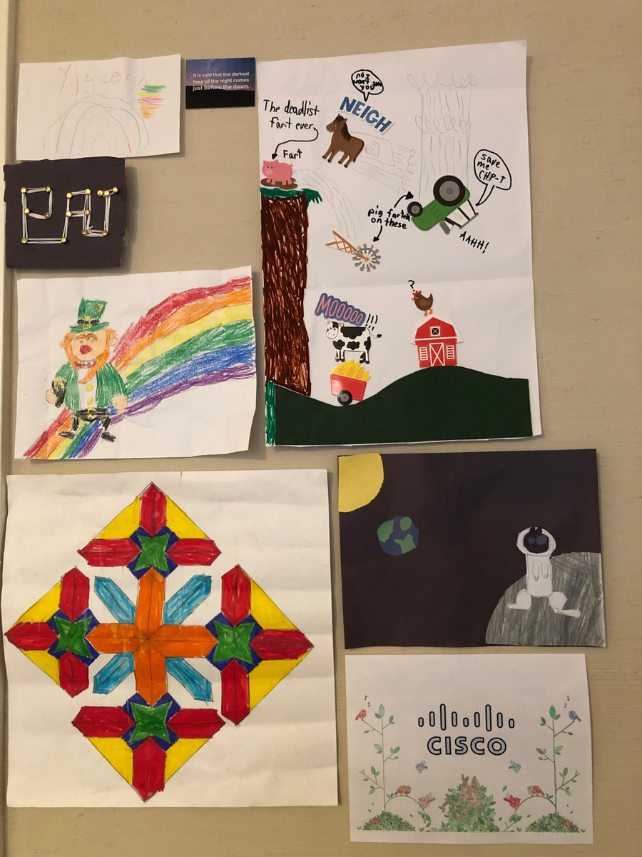 allicat_w's tweet photo. @WeAreCisco The new art wall is growing at home - and a topic of conversation on @Webex meetings #WebExLife https://t.co/2UytbBCnrT