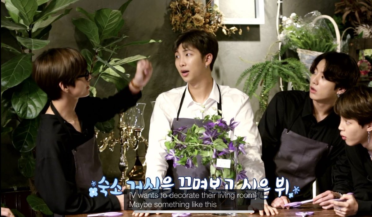 Staff: What floral thing would you like to make?Taehyung: A living art installation for the living room.Joon: Please give us the easiest possible assignment. Florist: We’re making boutonnieres.