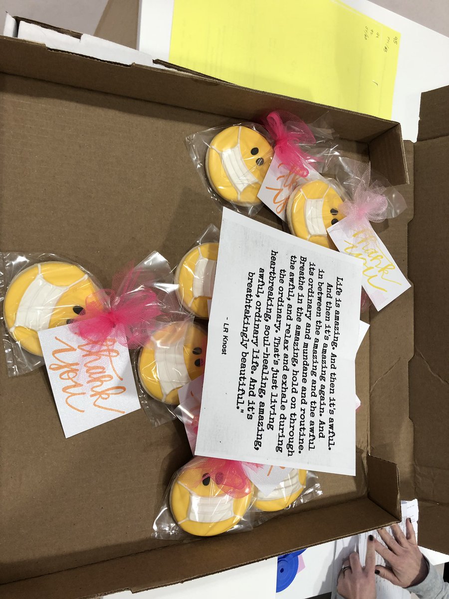 Thank you!!  Lovely cookies brought to us by a grateful patient. Note the face mask. There is no doubt times are tough, but it makes acts of kindness all the more sweeter, no pun intended. <a href="/DrJohnSuh/">John Suh</a> <a href="/CleClinicMD/">Cleveland Clinic MD</a> #COVID19