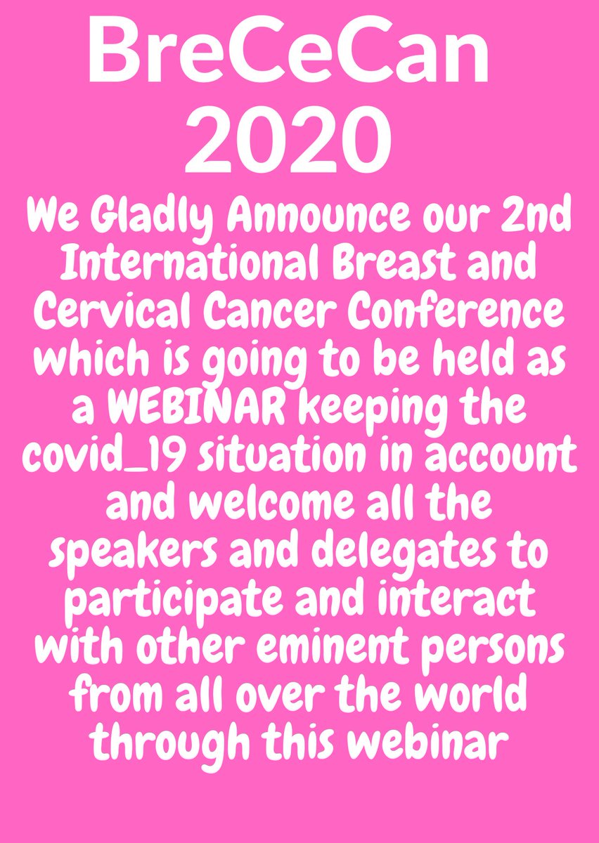 BreCeCan2020's tweet photo. We are glad to announce our 2nd International breast and cervical cancer conference as a webinar and invite all the speakers and delegates to participate
#Covid_19 #CoronaVirusUpdate @BreCeCan2020 
visit: https://t.co/YhT7oFUVkF https://t.co/c6SgHjtuzC