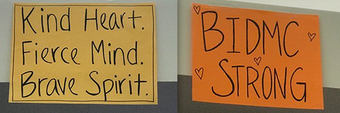 BidmcCvi's tweet photo. Signs spotted in one of our cardiac ICUs, which is now focused on caring for patients with #COVID19. Thank you to our amazing staff! We are #BIDMC strong! @BIDMChealth https://t.co/v2LIACPMfG