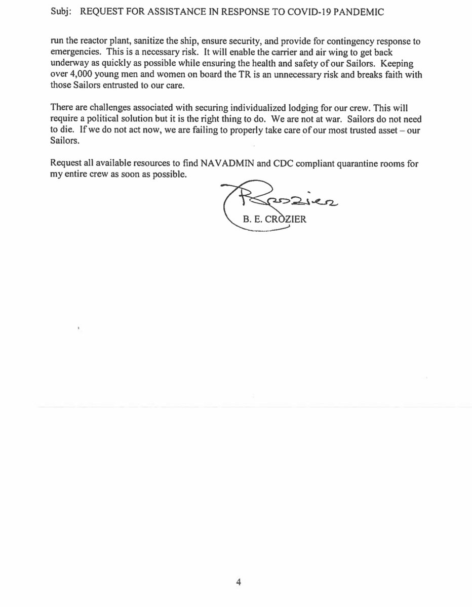 Thank GOD for Captain Crozier...if I had a son or daughter on a Navy ship I’d want someone like Capt CrozierExclusive: Captain of aircraft carrier with growing coronavirus outbreak pleads for help from Navy  https://www.sfchronicle.com/bayarea/article/Exclusive-Captain-of-aircraft-carrier-with-15167883.php?utm_campaign=CMS%20Sharing%20Tools%20(Premium)&utm_source=t.co&utm_medium=referral