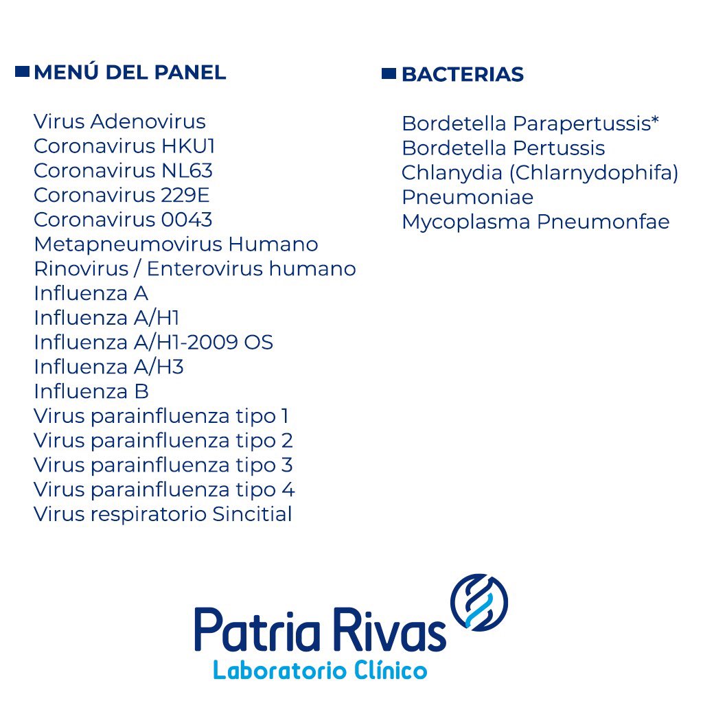 LabPatriaRivas1's tweet photo. PANEL RESPIRATORIO 2 FILMARRAY (RP2).  Detección de patógenos respiratorios. 

Resultados más rápidos, más precisos y completos, que facilitan el diagnóstico y tratamientos para los pacientes.

#LabPatriaRivas  #NuestrasPruebas https://t.co/pCRQz0e9fK