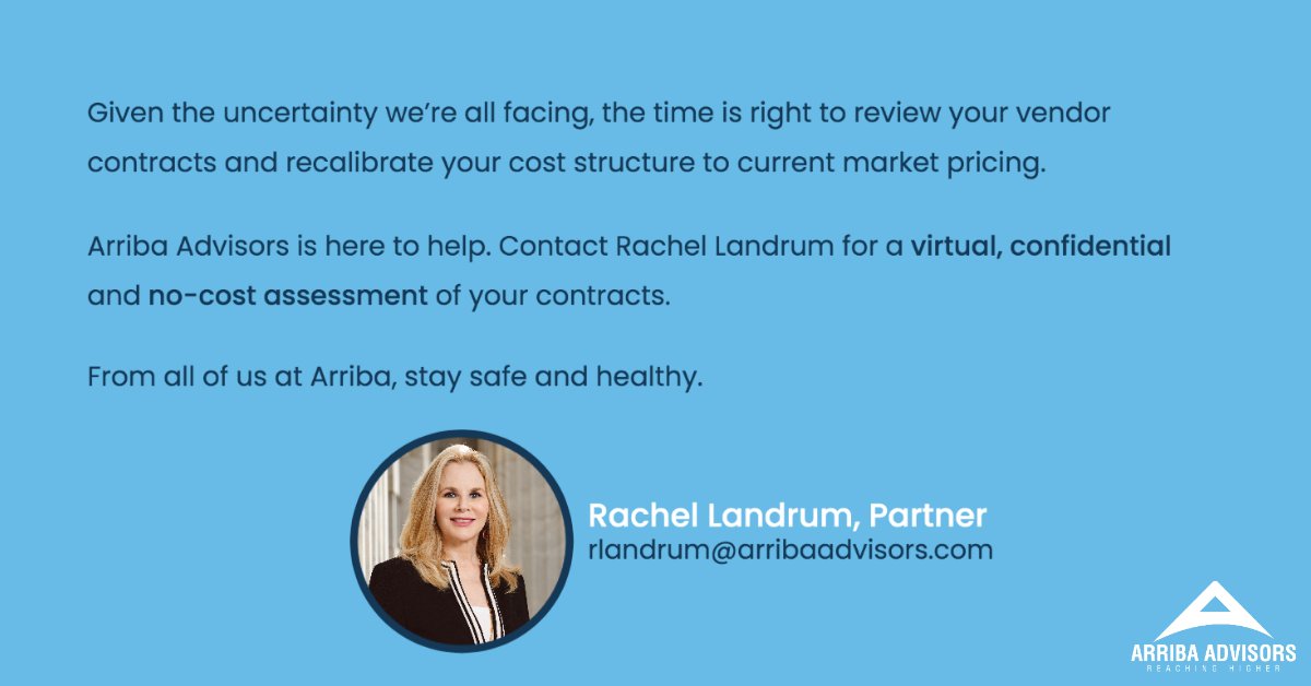 ArribaAdvisors's tweet photo. Contact @Ralandrum for a virtual, confidential and no-cost assessment of your contracts! #ArribaAdvisors #PartnerLevelEngagement #WinningOutcomes https://t.co/XET6DK6UR9