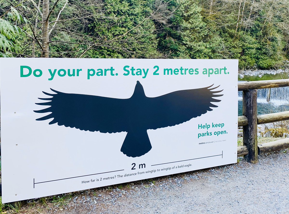 Very west coast way to educate and remind the public of the 6ft+ rule “the distance from wingtip to wingtip of a bald eagle”.  Stay safe everyone. #InThisTogether