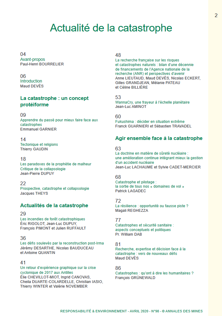 AnnalesdesMines's tweet photo. 🆕"Actualité de la catastrophe", le dernier numéro de Responsabilité &amp; Environnement, vient de paraître 🔥 
Coordonné par Maud Devès (@MaudDeves) et Paul-Henri Bourrelier, il est accessible gratuitement en ligne : https://t.co/v4dT3vVKaG
Bonne lecture ! #StayHomeSaveLives https://t.co/5BdPSLCv7r