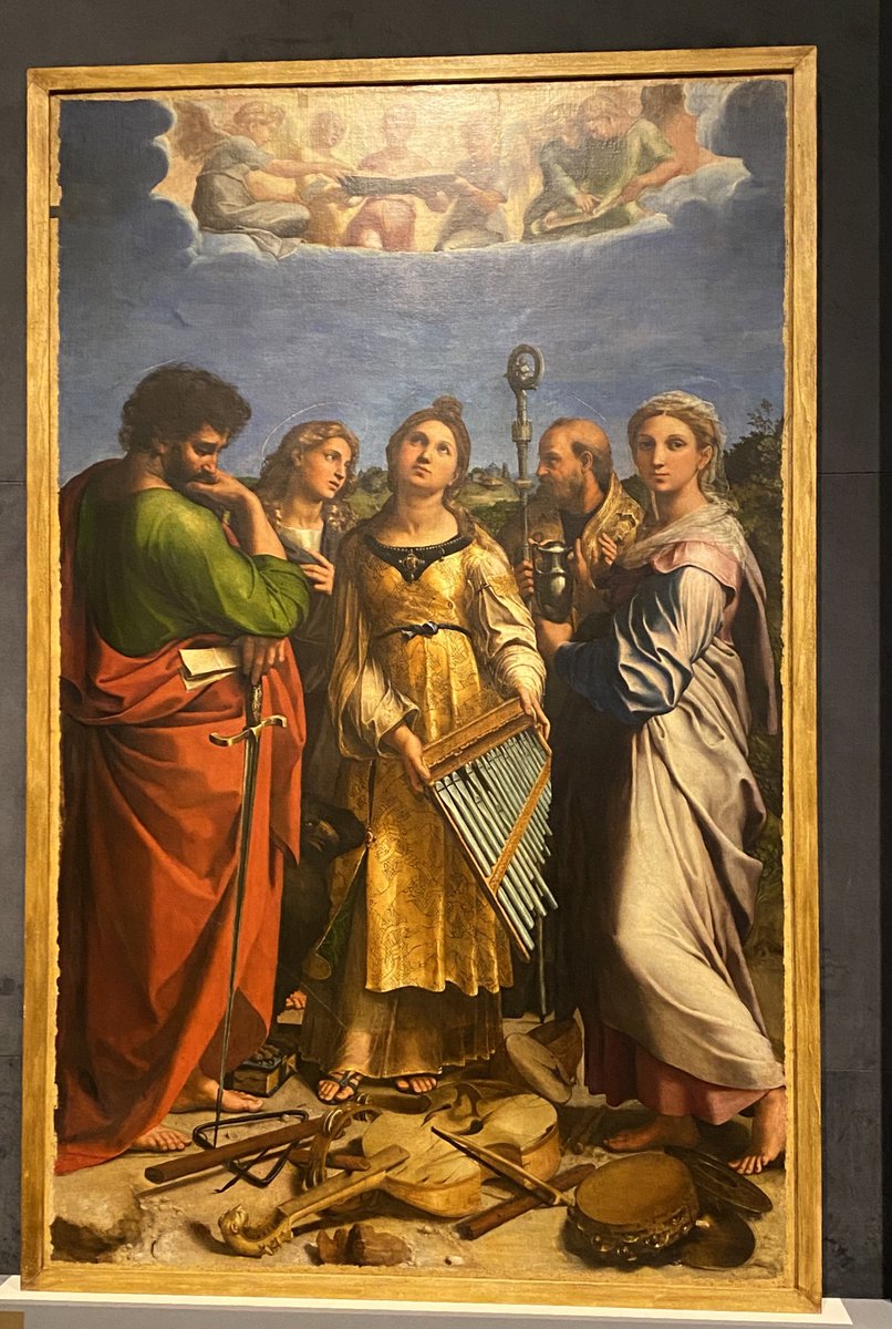 understandrome's tweet photo. The Ecstasy of Santa Cecilia from the Scuderie show, on loan from the National Gallery at Bologna. c.1516. Commissioned for the church of San Giovanni in Monte, Bologna. #Raphael500 #emptymuseum https://t.co/nPDEQDL3aF