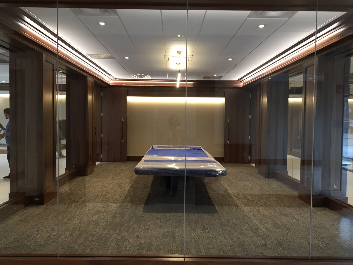 m1_bank's tweet photo. Interior work in our new #Clayton HQ &amp; community meeting space is almost done. Construction workers are observing physical distancing, safety, and cleaning protocols to keep everyone on the project safe. We can’t wait to welcome #StLouis to this new #poweredbypurpose space. https://t.co/Z0pSuE8HXF
