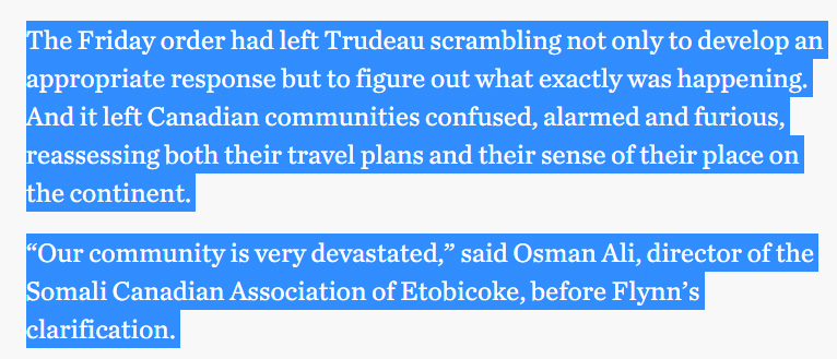 6) Article - Canadian dual citizens exempted from Trump’s travel ban. WTF,  #Flem? Source  https://www.thestar.com/news/world/2017/01/28/passport-holders-of-7-muslim-majority-countries-cant-board-air-canada-flights-to-us.html