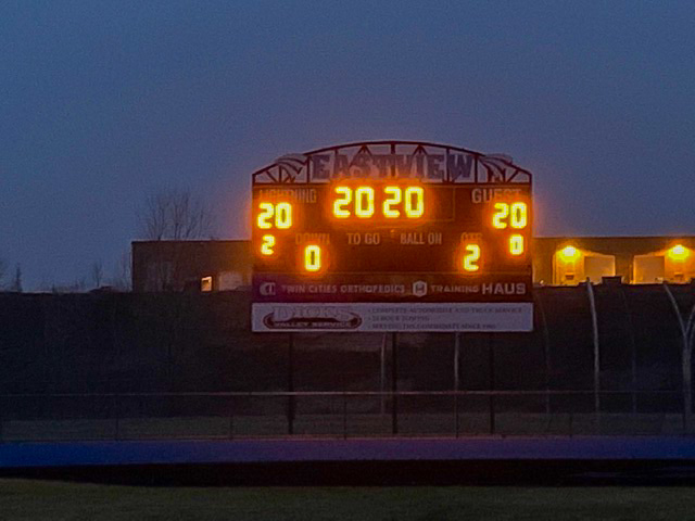 ISD196schools's tweet photo. Our high school stadium lights illuminated empty fields last night as part of #BeTheLightMN. EVHS Athletics Director Matt Percival said it best "...When things do return to normal, whenever that may be, the lights will be on for them.” #InThisTogether #196Pride https://t.co/THpYdA5KI9