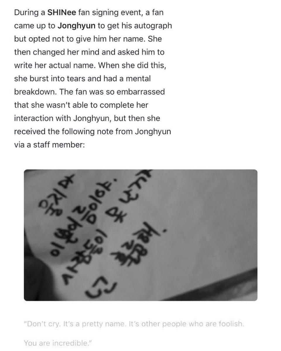 other people's experiences about how kind jonghyun is