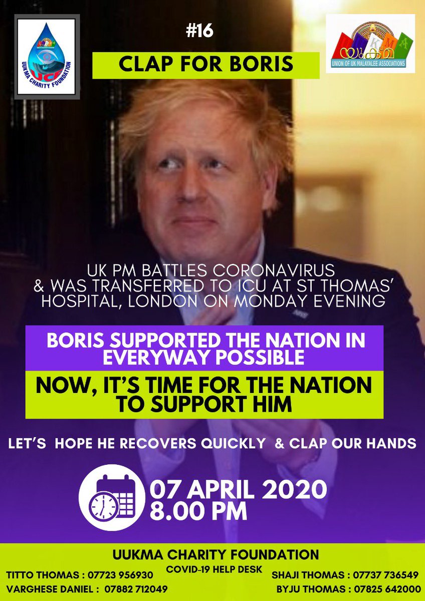 SecretaryUkma's tweet photo. #ClapForBoris #BorisJohnson #UKPM #PrimeMinister #CoronaCrisis #COVID19 #UUKMA https://t.co/JjbI83UZIs