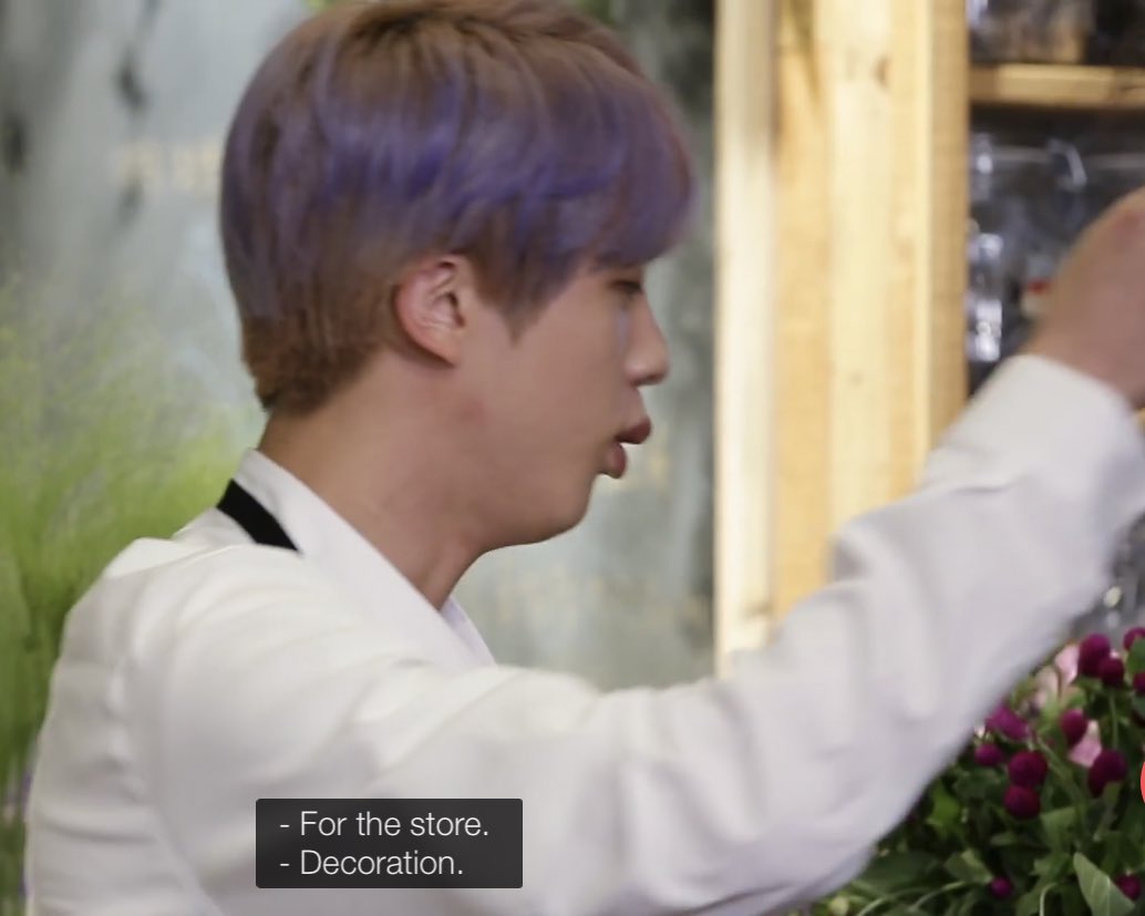Jin: LOOK AT THIS NON-PLANT.Joon: A BOUTONNIERE IS MADE OF PLANTS.The Florist: The non-plant is décor.Jin. …damnit.