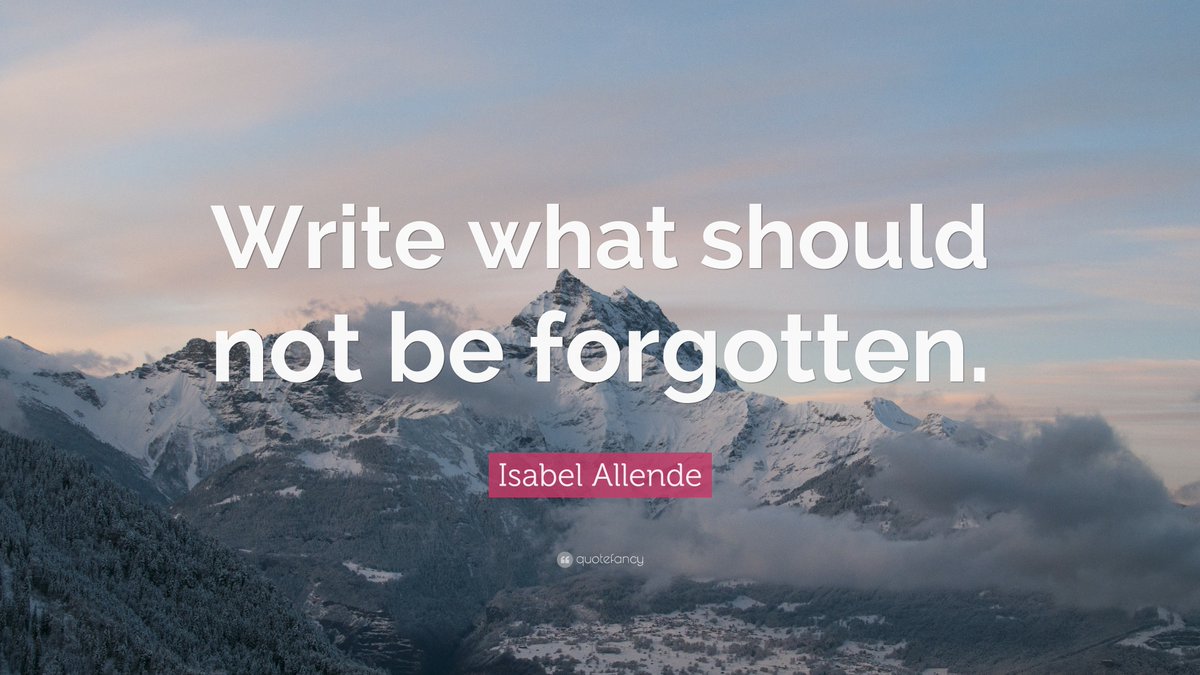 girlreading's tweet photo. "Write what should not be forgotten."
~Isabel Allende~

#amwriting #WritingCommunity https://t.co/kZSNM98nrT