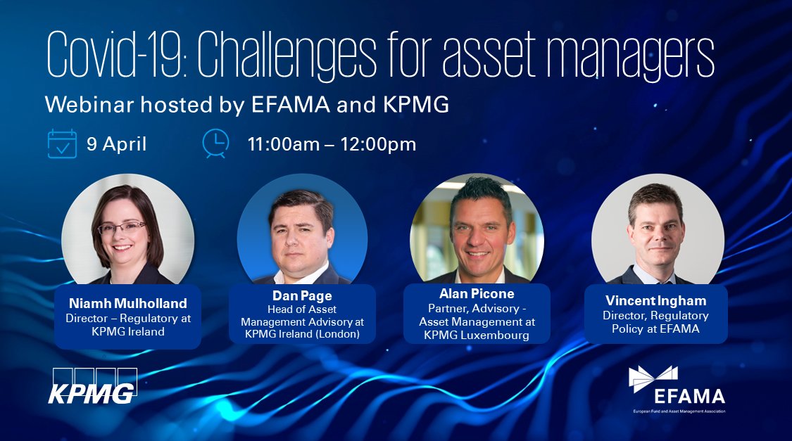 How are asset managers tackling the challenges of Covid-19 together?
 
Don’t miss out on our webinar together with <a href="/EFAMANews/">EFAMA</a>. To find out all you need to know and register now! 👉 kpmginfo.lu/2XgIMDW
 
#AssetManagement #MarketIntelligence #Webinar #COVID19