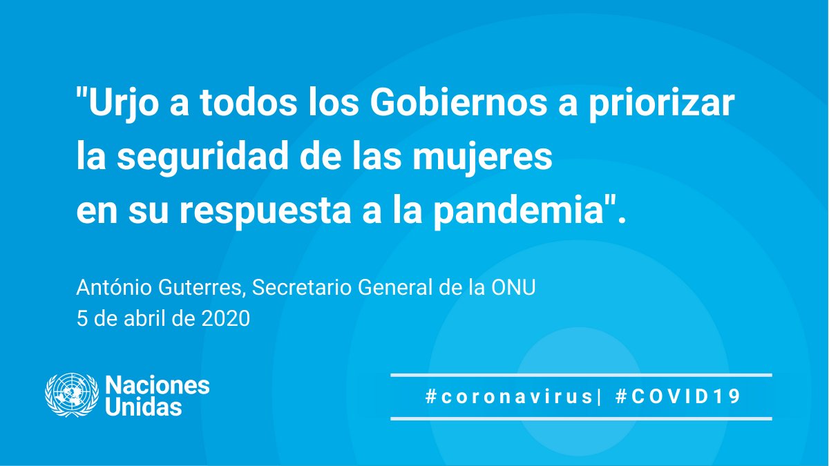 ONU_es's tweet photo. "Muchas mujeres en aislamiento por la #COVID19 enfrentan violencia donde deberían estar más seguras: en sus propios hogares. Hoy pido paz en los hogares de todo el mundo".

-- @antonioguterres: https://t.co/AZHEwFKmYj https://t.co/6pWGsVDjTI