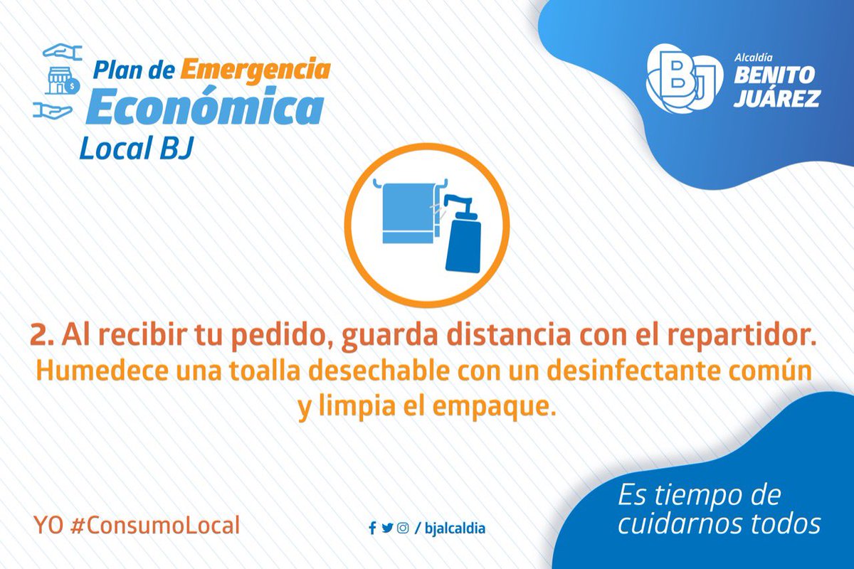 BJAlcaldia's tweet photo. Apoyemos a los pequeños negocios de la Alcaldía y seamos parte del YO #ComsumoLocal.
📍Consulta el #MapaDigitalBJ: https://t.co/m234LD9342
Si tienes que ir a recoger la comida recuerda guardar distancia y lavarte las manos al regresar a casa.
🚶🏻♂️....1.5m....🚶🏻♂️ https://t.co/dhmMTgaBYz