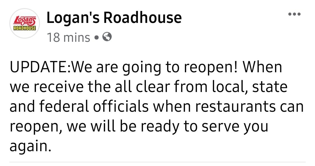 BrOracho's tweet photo. @LogansRoadhouse saw this on FB. Does this mean every restaurant or only the one's that didn't have to empty their freezers? https://t.co/50h16kUqgG