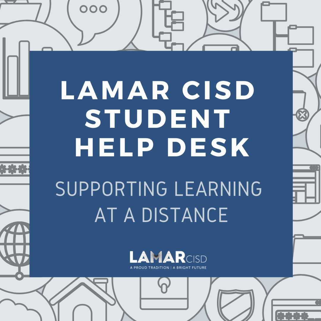 Lamar CISD Technology Services is offering at-home technology support for students through the District's new Student Help Desk. Find more information here: bit.ly/2RgYlYw