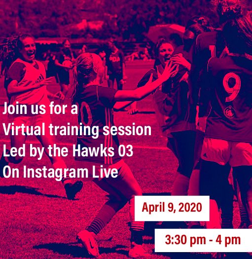 Michigan_Hawks's tweet photo. Join us on Instagram for a virtual training session led by the 03 Hawks on Thursday April 9 , 3:30pm to 4pm.
Just bring your ball and your enthusiasm.
https://t.co/IKIhJfU9oZ
#HawksSoccer
#HawksTraining https://t.co/QfoDizrnBs