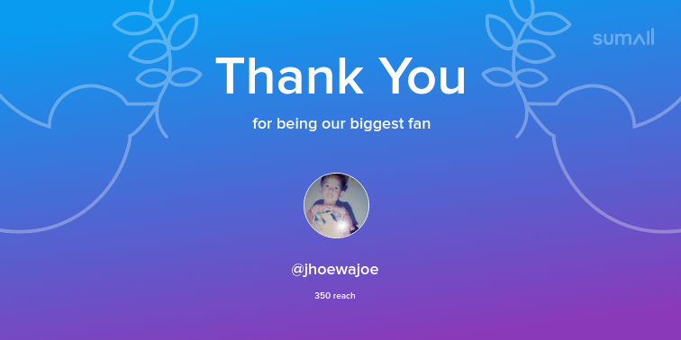 Our biggest fans this week: jhoewajoe. Thank you! via sumall.com/thankyou?utm_s…